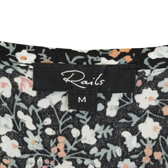 Rails Ashlyn Smocked Waist Ditsy Floral Midi Dress M Ivy Black/White Floral NEW - Picture 11 of 11